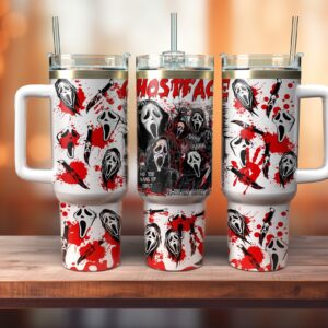 Ghostface Scream Movies Custom Stanley Cup 40 oz 30 oz Tumbler With Handle