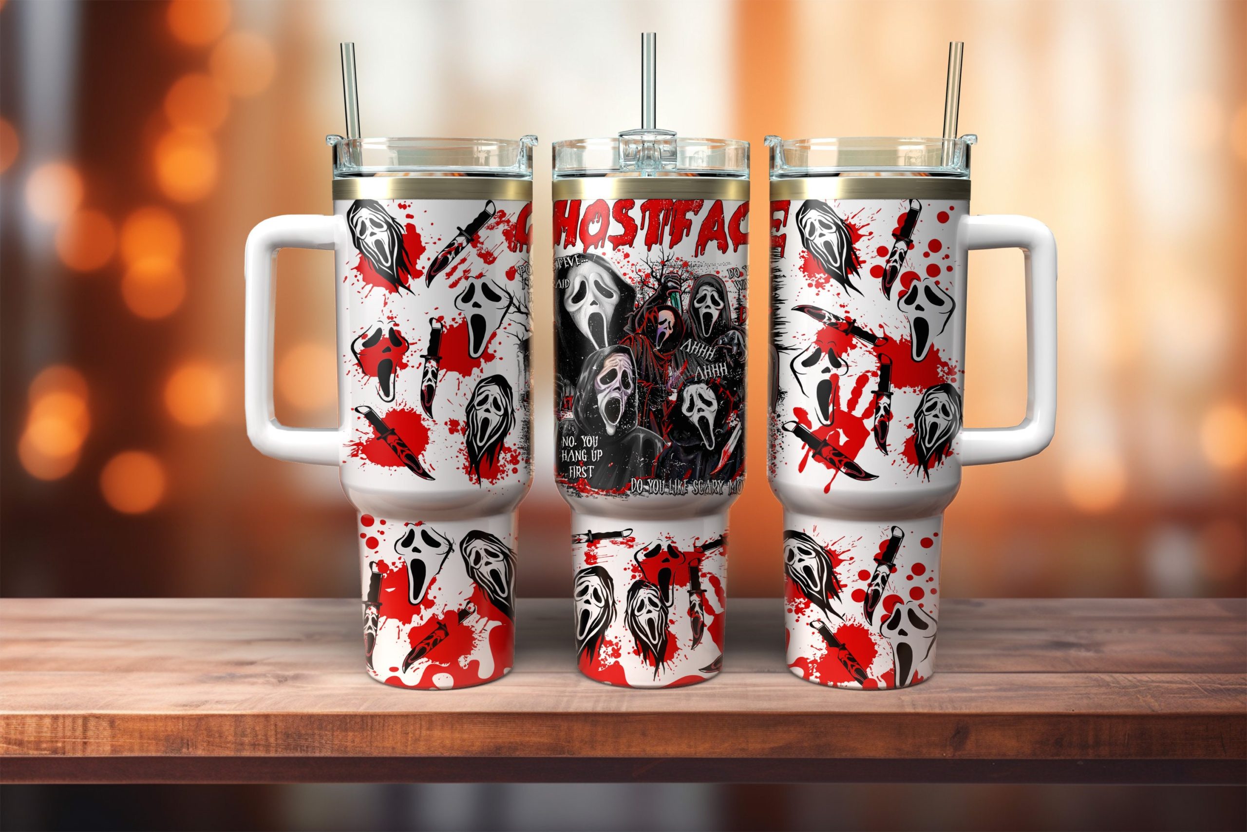 Ghostface Scream Movies Custom Stanley Cup 40 oz 30 oz Tumbler With Handle
