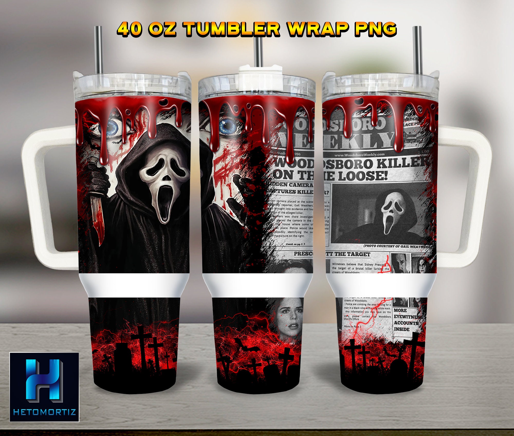 Ghostface Scream Movies Custom Stanley Cup 40 oz 30 oz Tumbler With Handle