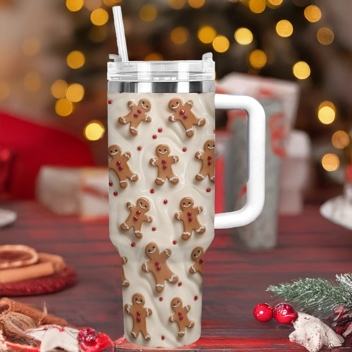 Gingerbread Joy Christmas Custom Stanley Cup 40 oz 30 oz Tumbler With Handle