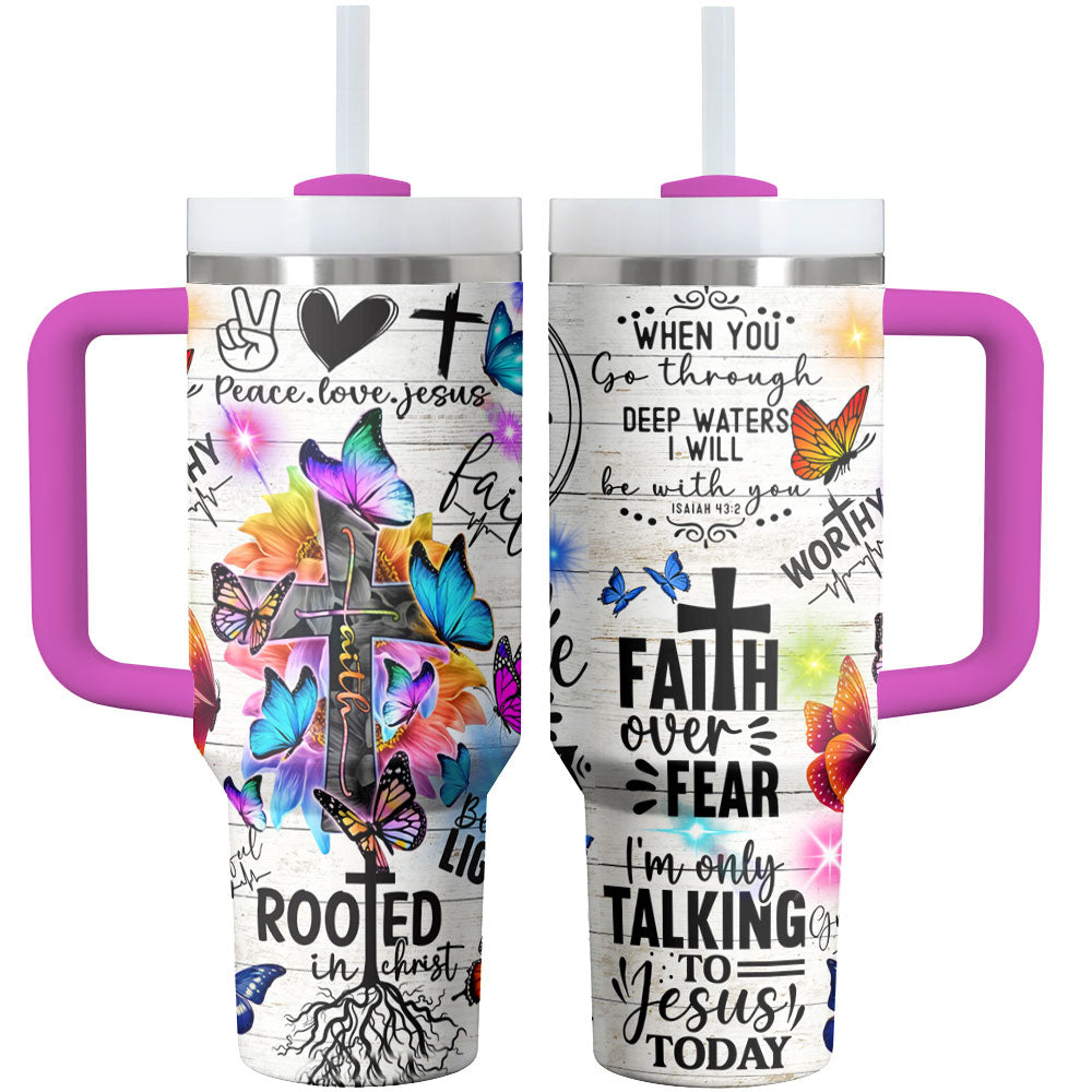 God Faith Flutter Custom Stanley Cup 40 oz 30 oz Tumbler With Handle