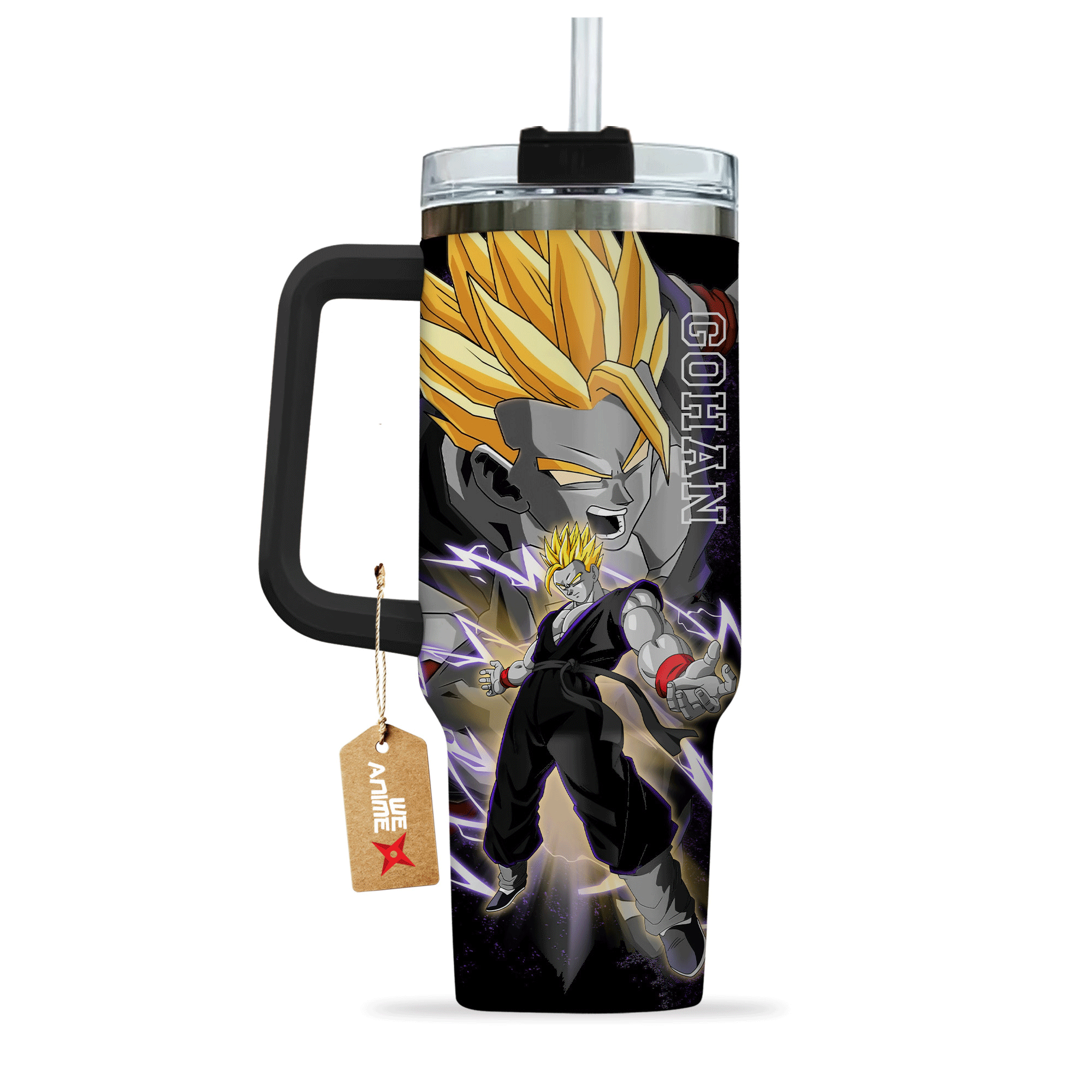Gohan Adult Super Saiyan 2 Dragon Ball Anime Custom Stanley Cup 40 oz 30 oz Tumbler With Handle