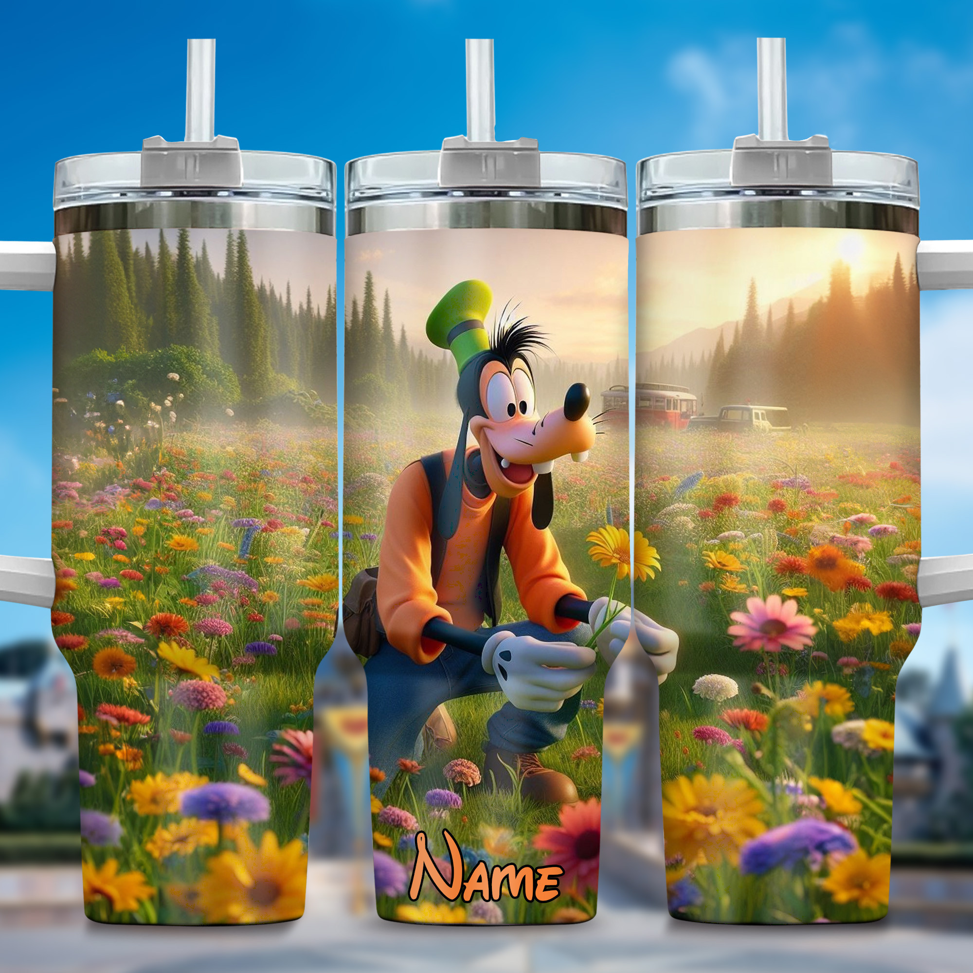 Goofy Cartoon Custom Stanley Cup 40 oz 30 oz Tumbler With Handle