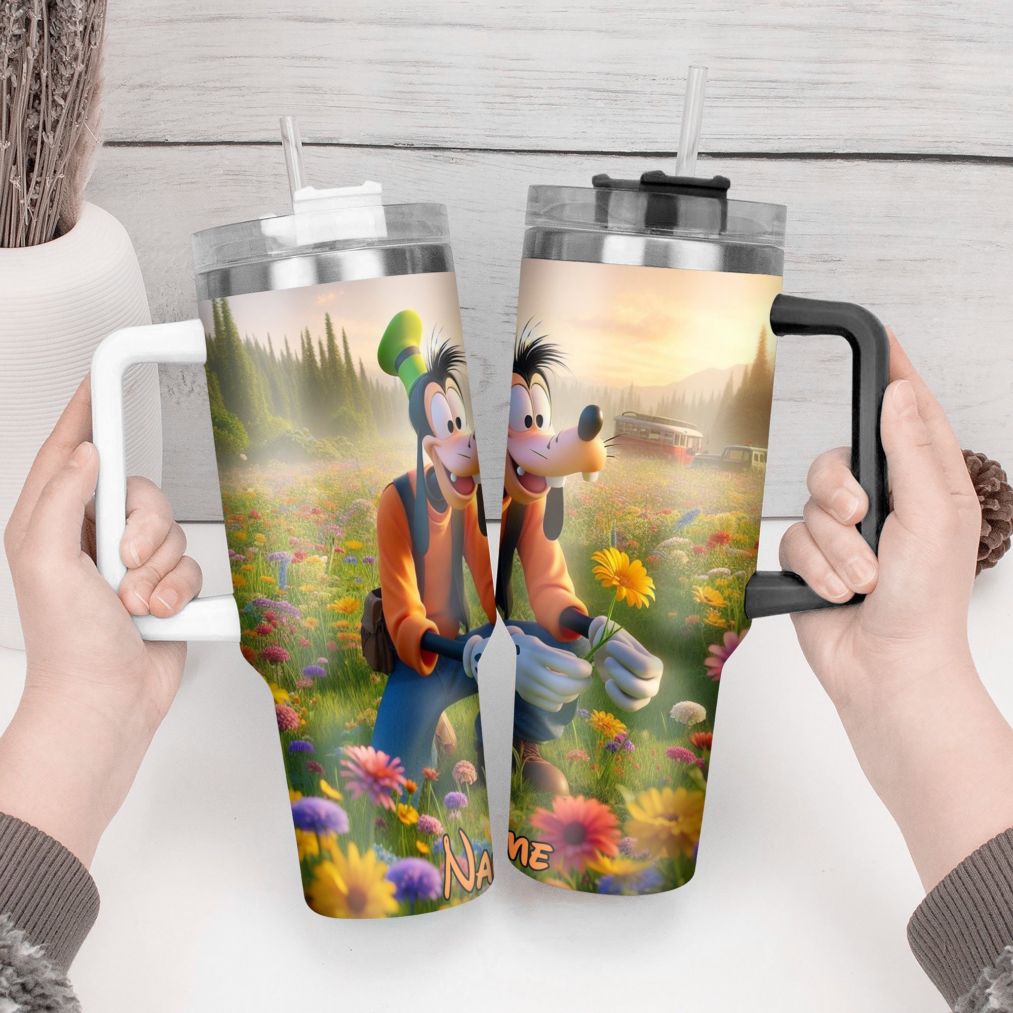 Goofy Cartoon Custom Stanley Cup 40 oz 30 oz Tumbler With Handle