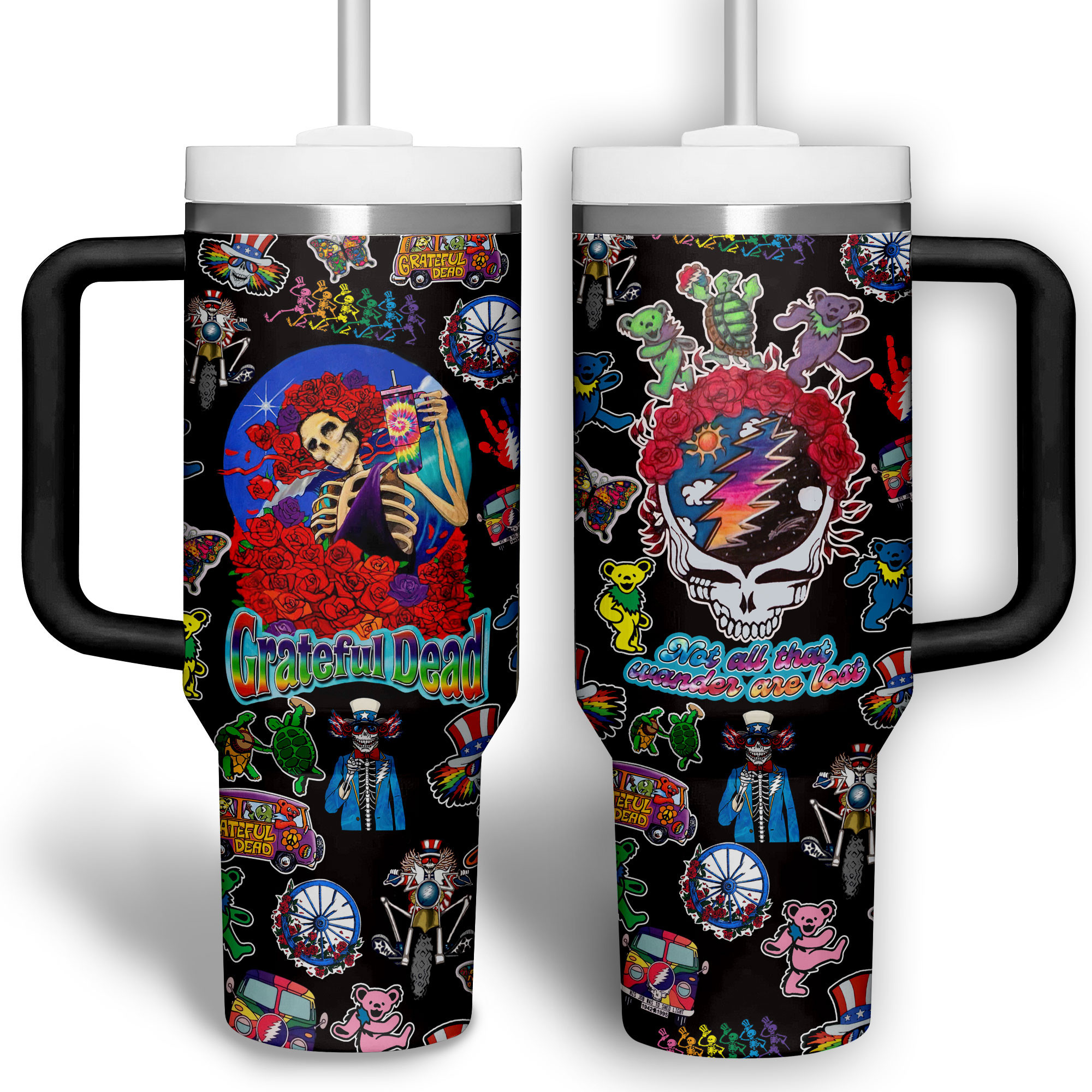 Grateful Dead Music Custom Stanley Cup 40 oz 30 oz Tumbler With Handle