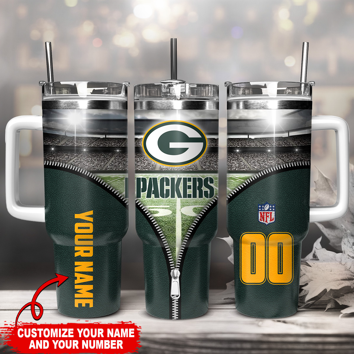 Green Bay Packers NFL Custom Stanley Cup 40 oz 30 oz Tumbler With Handle