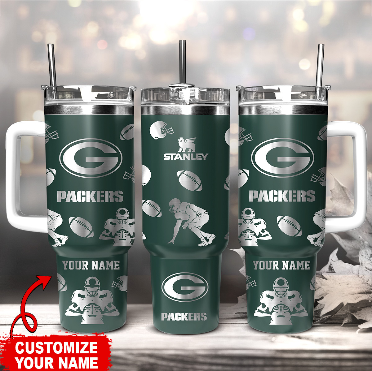 Green Bay Packers NFL Custom Stanley Cup 40 oz 30 oz Tumbler With Handle