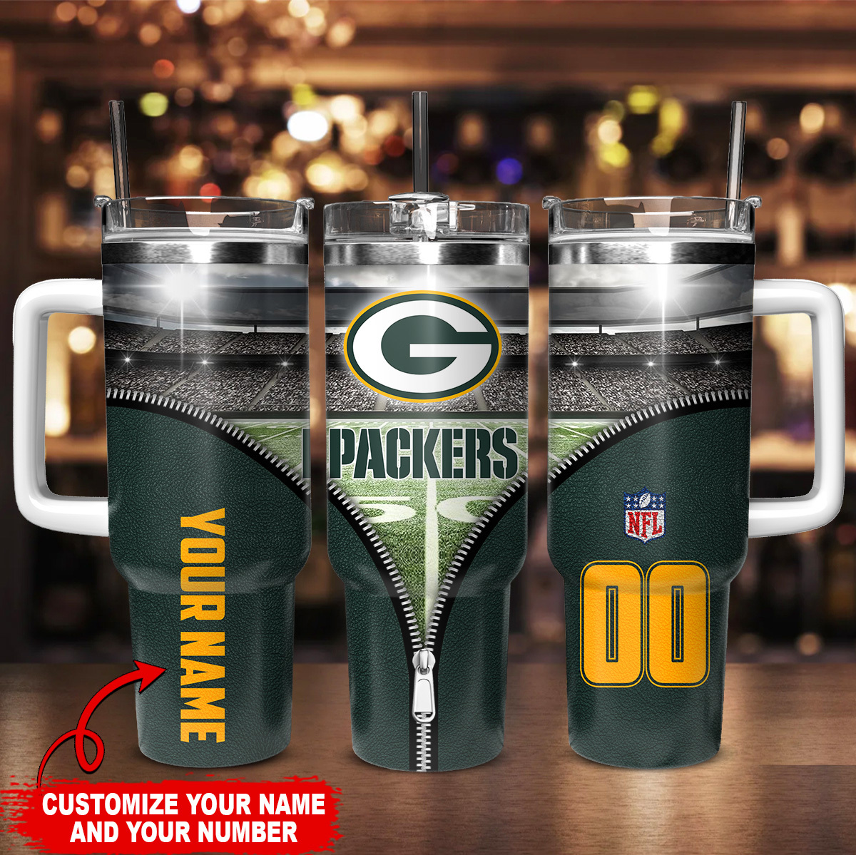 Green Bay Packers NFL Custom Stanley Cup 40 oz 30 oz Tumbler With Handle