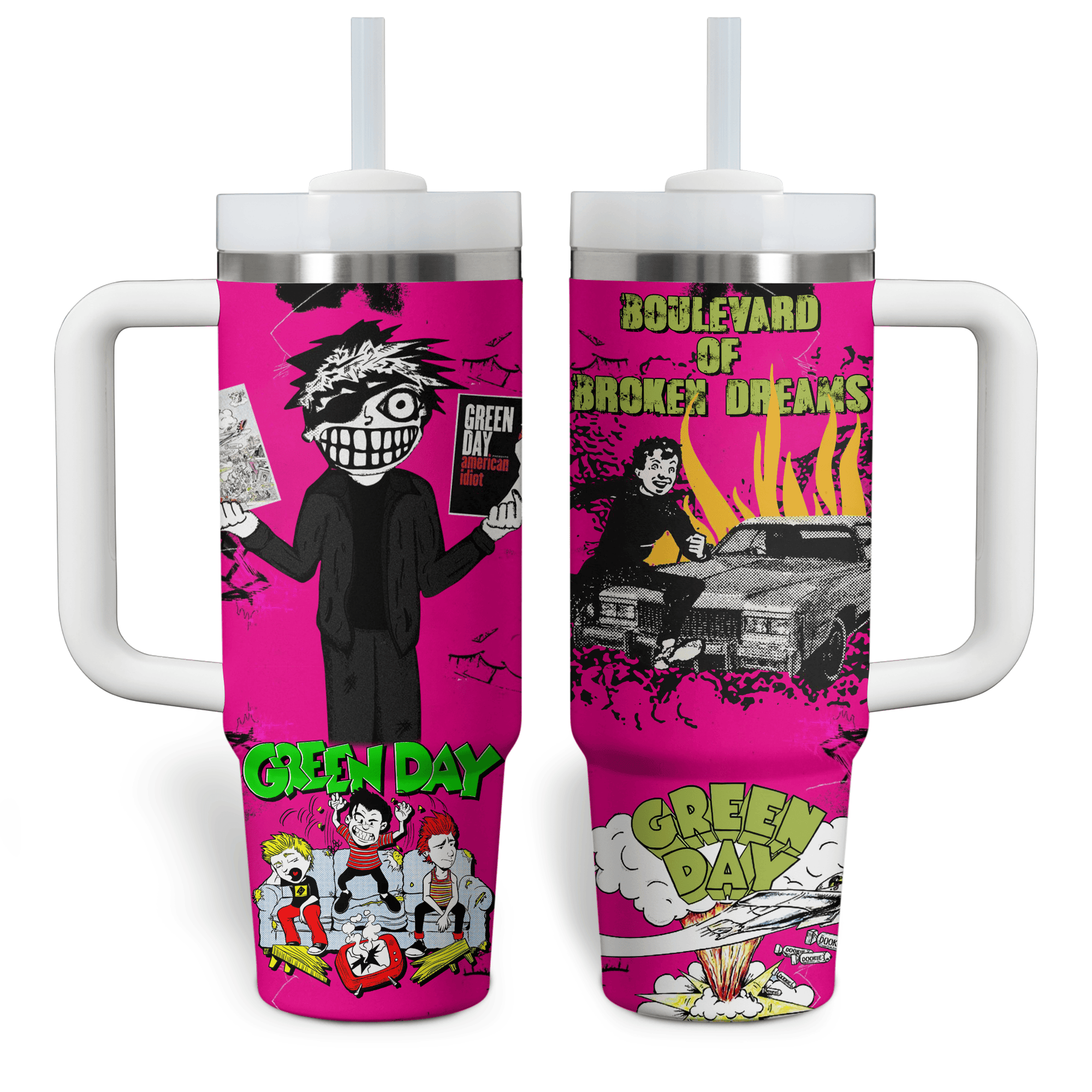 Green Day Music Custom Stanley Cup 40 oz 30 oz Tumbler With Handle