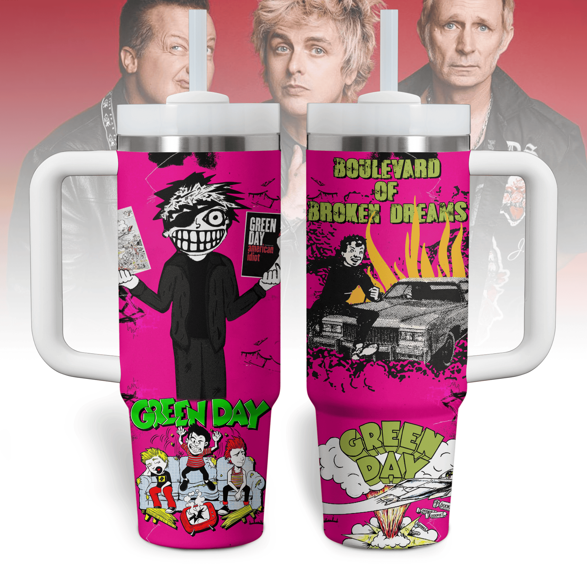 Green Day Music Custom Stanley Cup 40 oz 30 oz Tumbler With Handle