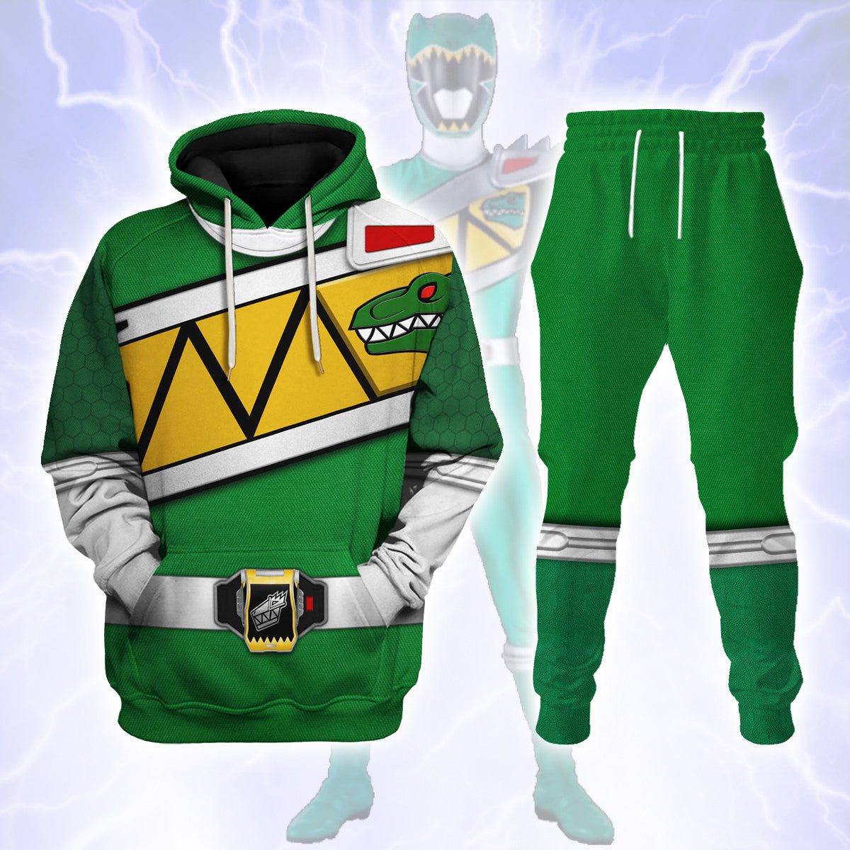 Green Power Rangers Dino Charge Hoodies Sweatshirt T-shirt Hawaiian Tracksuit - Stormmerch Exclusive