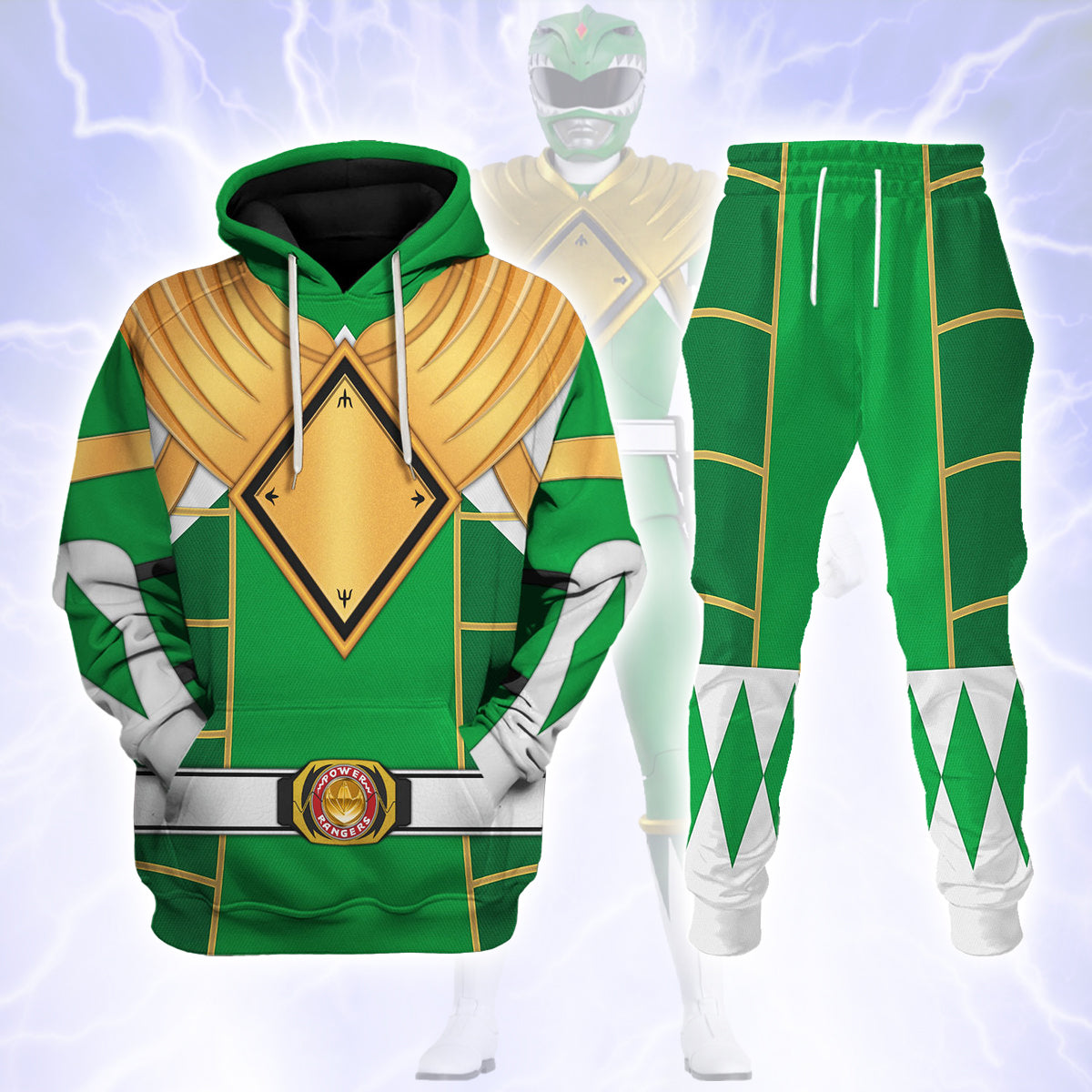 Green Ranger Dragon Shield Mighty Morphin Cosplay Hoodies Sweatshirt T-shirt Hawaiian - Stormmerch Exclusive