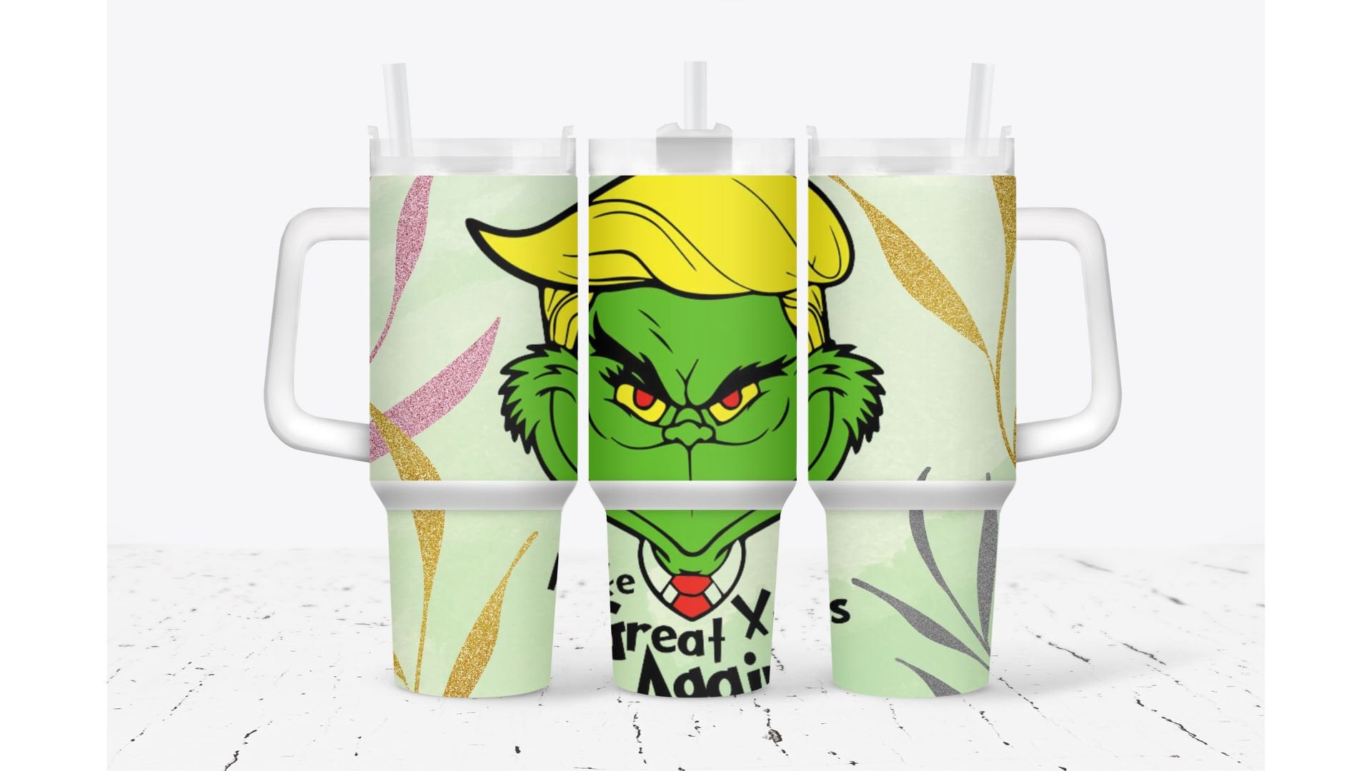 Grinch Trump Movies Custom Stanley Cup 40 oz 30 oz Tumbler With Handle