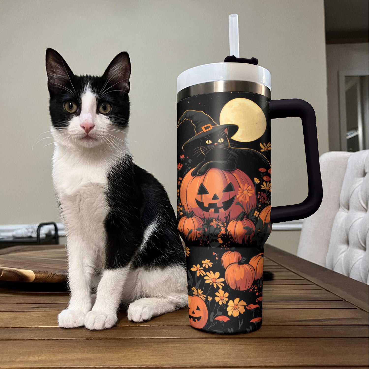 Halloween Cat Garden Custom Stanley Cup 40 oz 30 oz Tumbler With Handle