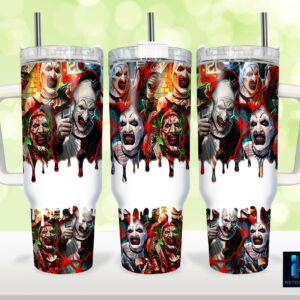 Halloween Horror Art The Clown Terrifier Movies Custom Stanley Cup 40 oz 30 oz Tumbler With Handle
