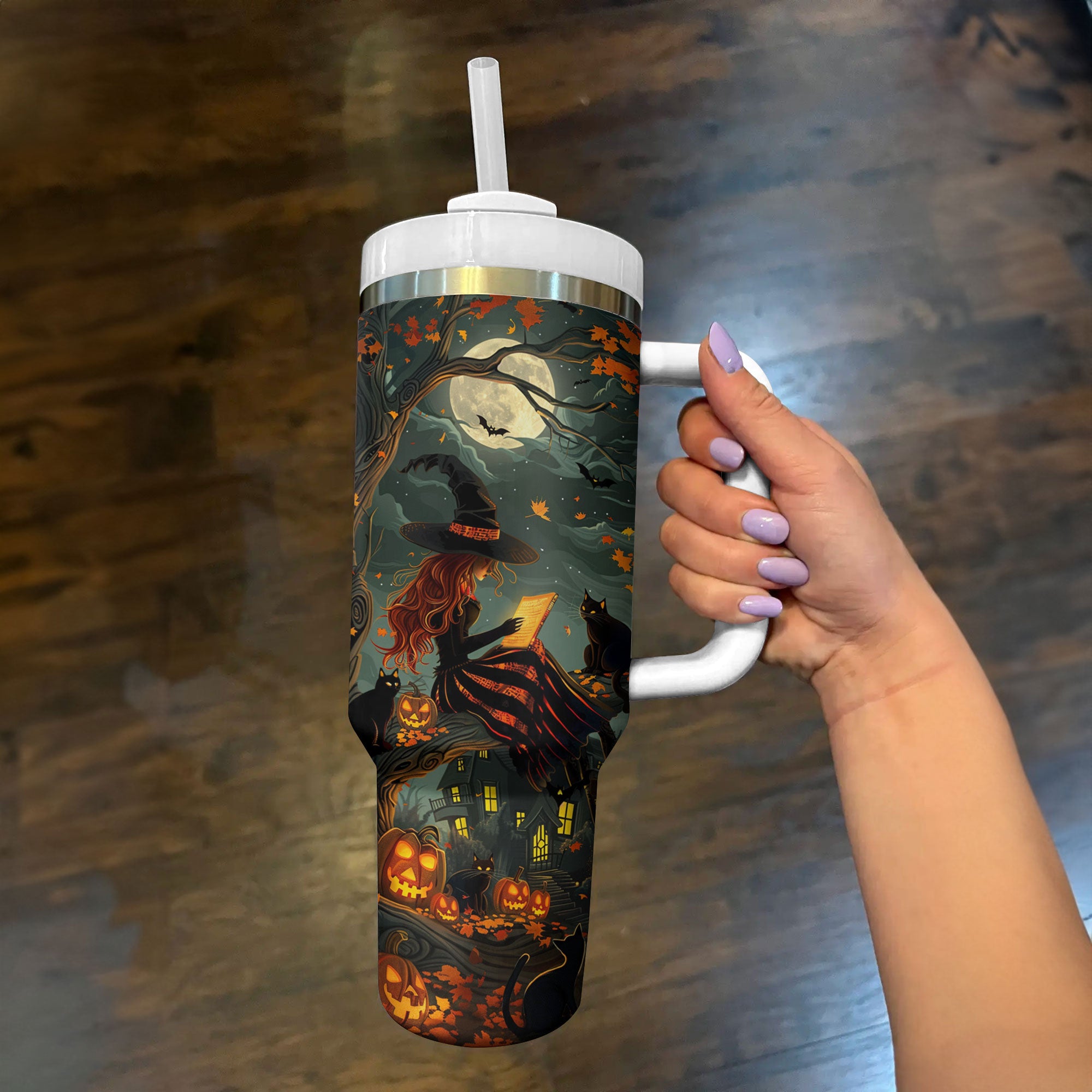 Halloween Moonlit Witching Custom Stanley Cup 40 oz 30 oz Tumbler With Handle
