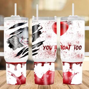 Halloween Pennywise IT Movies Custom Stanley Cup 40 oz 30 oz Tumbler With Handle