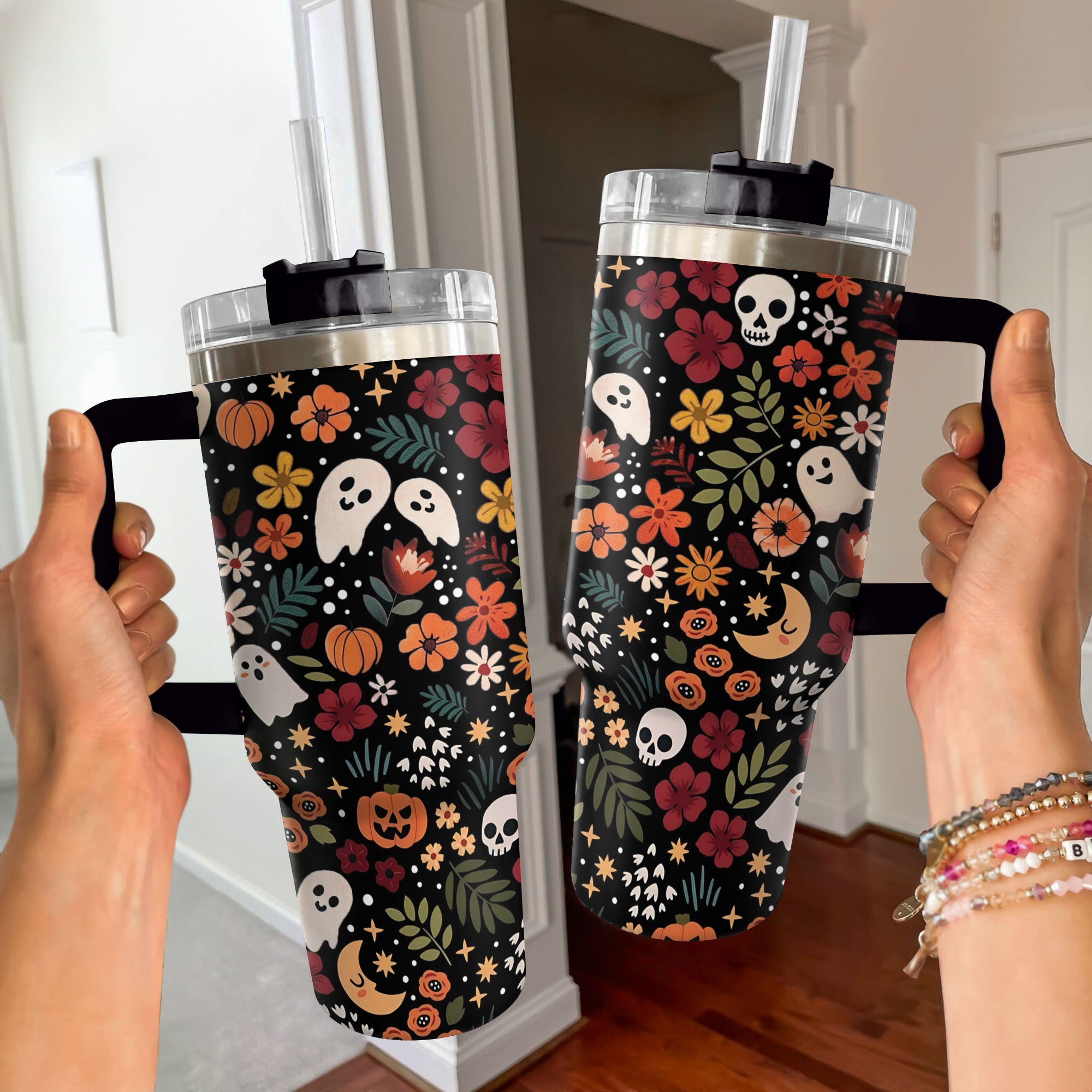 Halloween Spooky Chic Custom Stanley Cup 40 oz 30 oz Tumbler With Handle