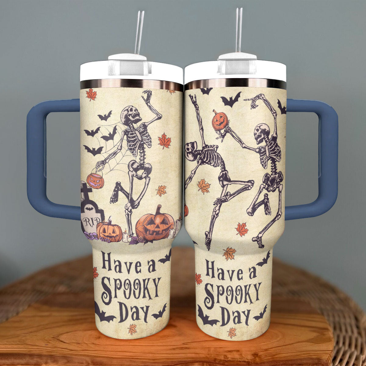 Halloween Spooky Skeleton Custom Stanley Cup 40 oz 30 oz Tumbler With Handle