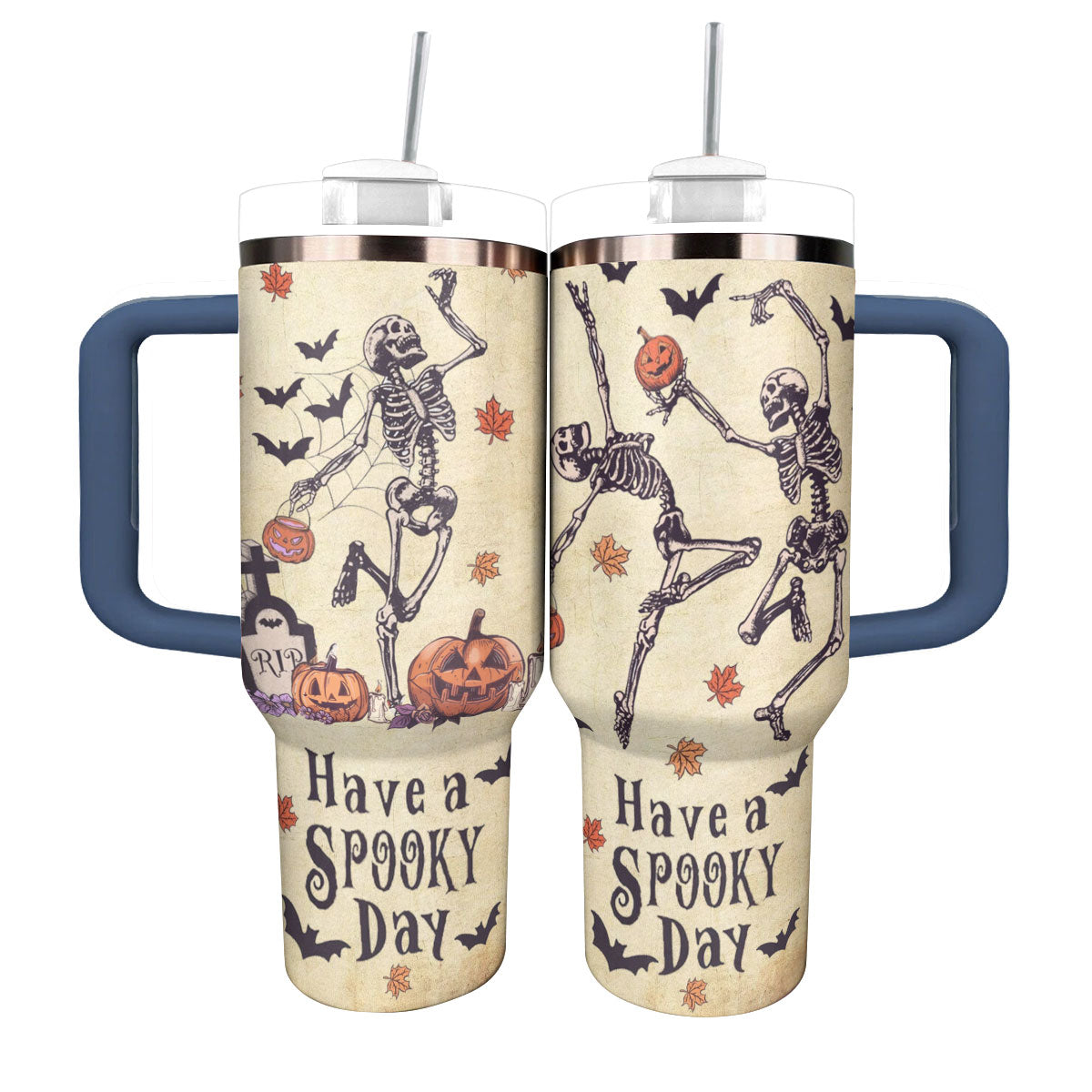 Halloween Spooky Skeleton Custom Stanley Cup 40 oz 30 oz Tumbler With Handle