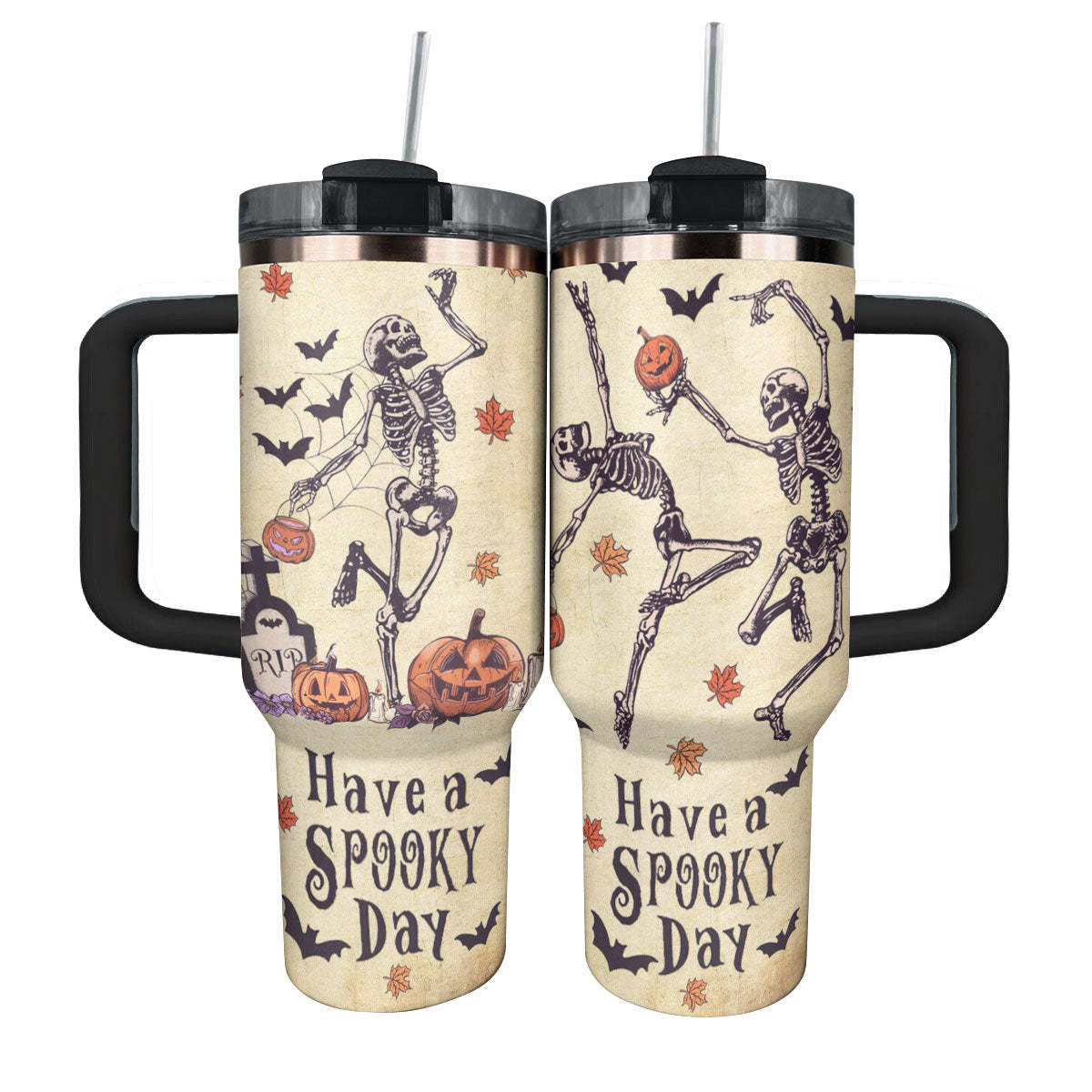 Halloween Spooky Skeleton Custom Stanley Cup 40 oz 30 oz Tumbler With Handle