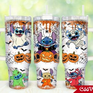 Halloween Stitch Cartoon Custom Stanley Cup 40 oz 30 oz Tumbler With Handle