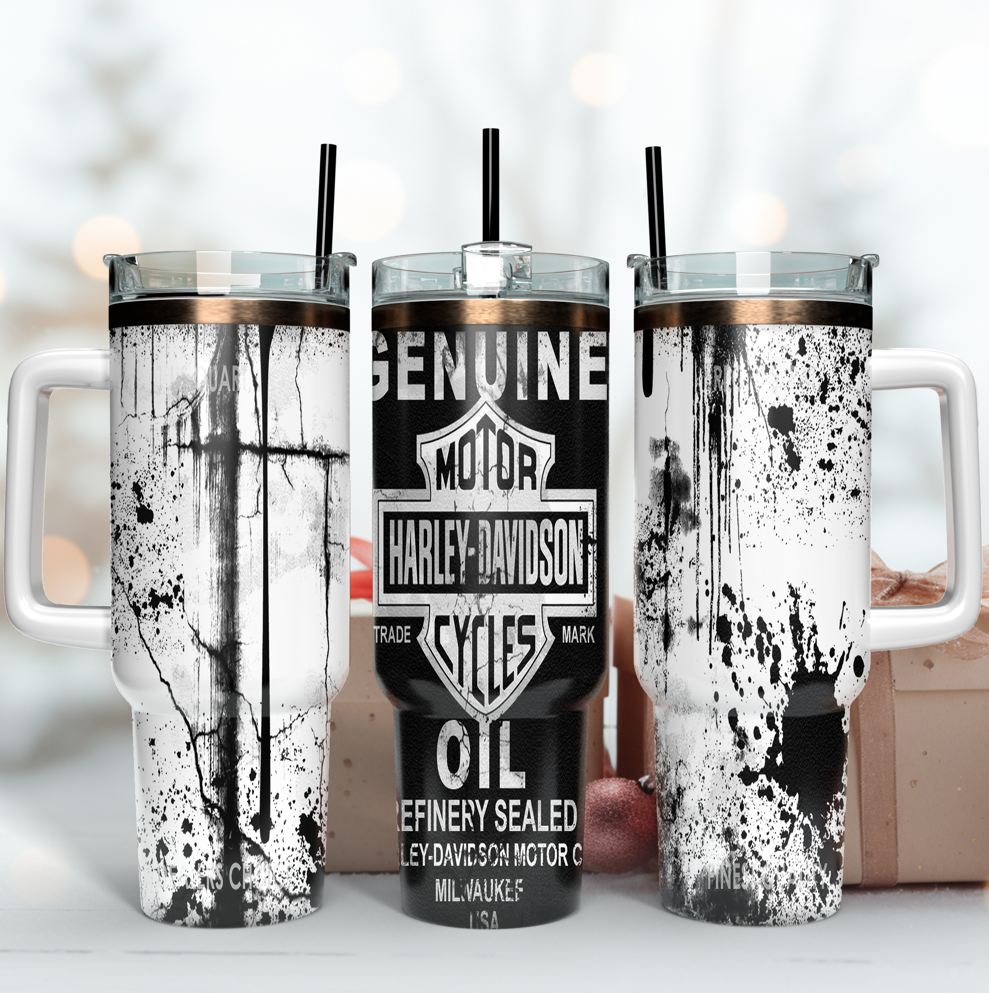 Harley Davidson Logo Custom Stanley Cup 40 oz 30 oz Tumbler With Handle