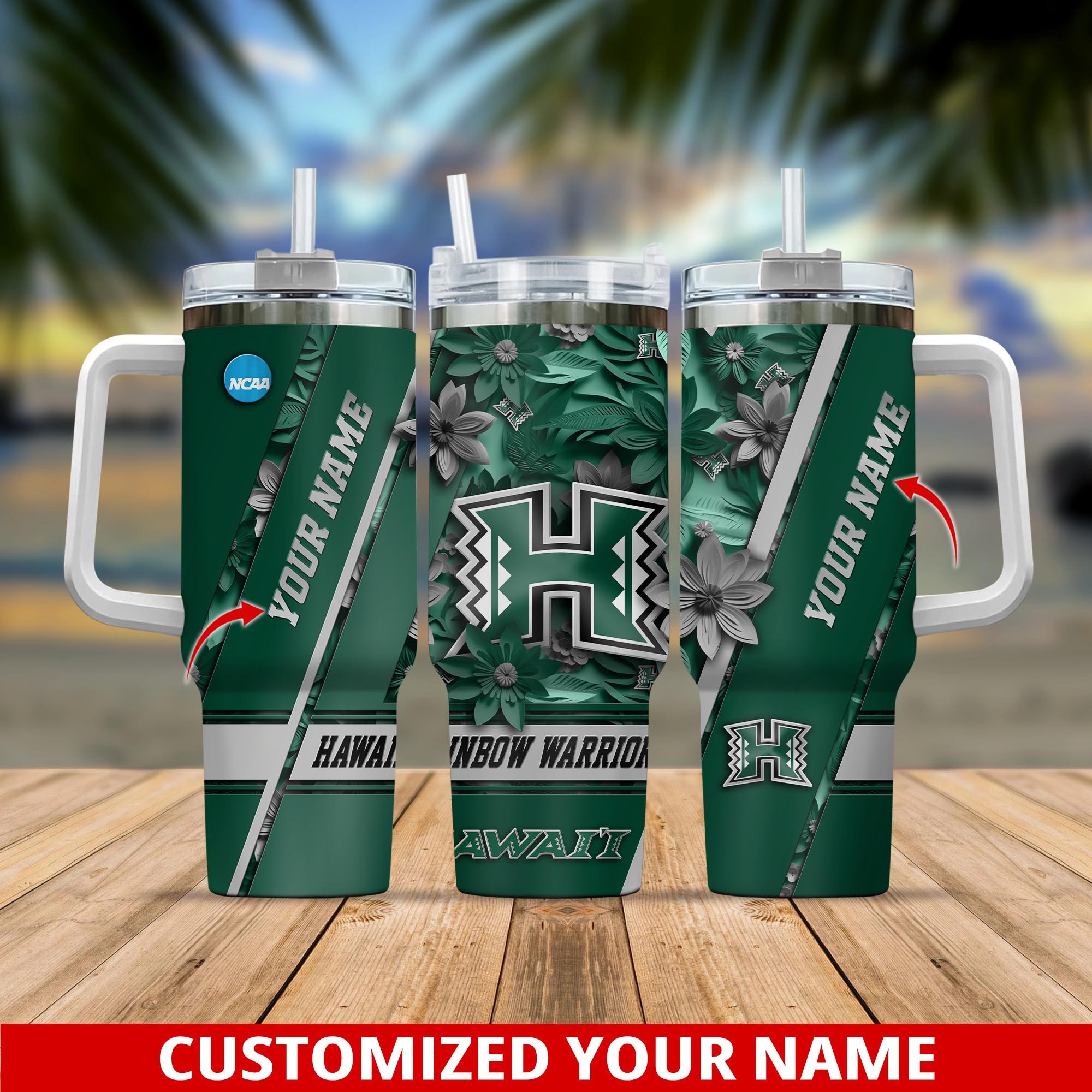 Hawaii Rainbow Warriors NCAA Custom Stanley Cup 40 oz 30 oz Tumbler With Handle