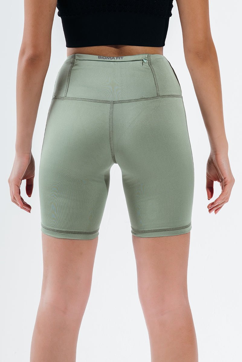 Hedge Green Sport Biker Shorts