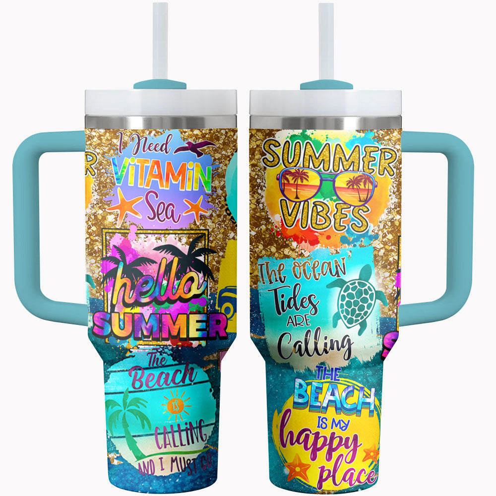 Hello Beach Custom Stanley Cup 40 oz 30 oz Tumbler With Handle
