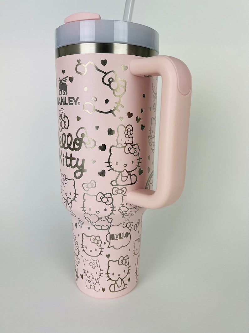 Hello Kitty Cartoon Custom Stanley Cup 40 oz 30 oz Tumbler With Handle