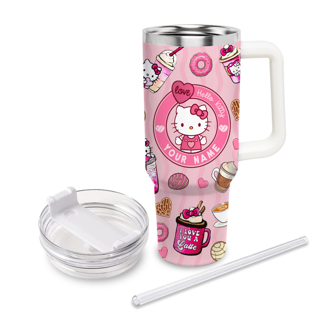 Hello Kitty Cartoon Custom Stanley Cup 40 oz 30 oz Tumbler With Handle