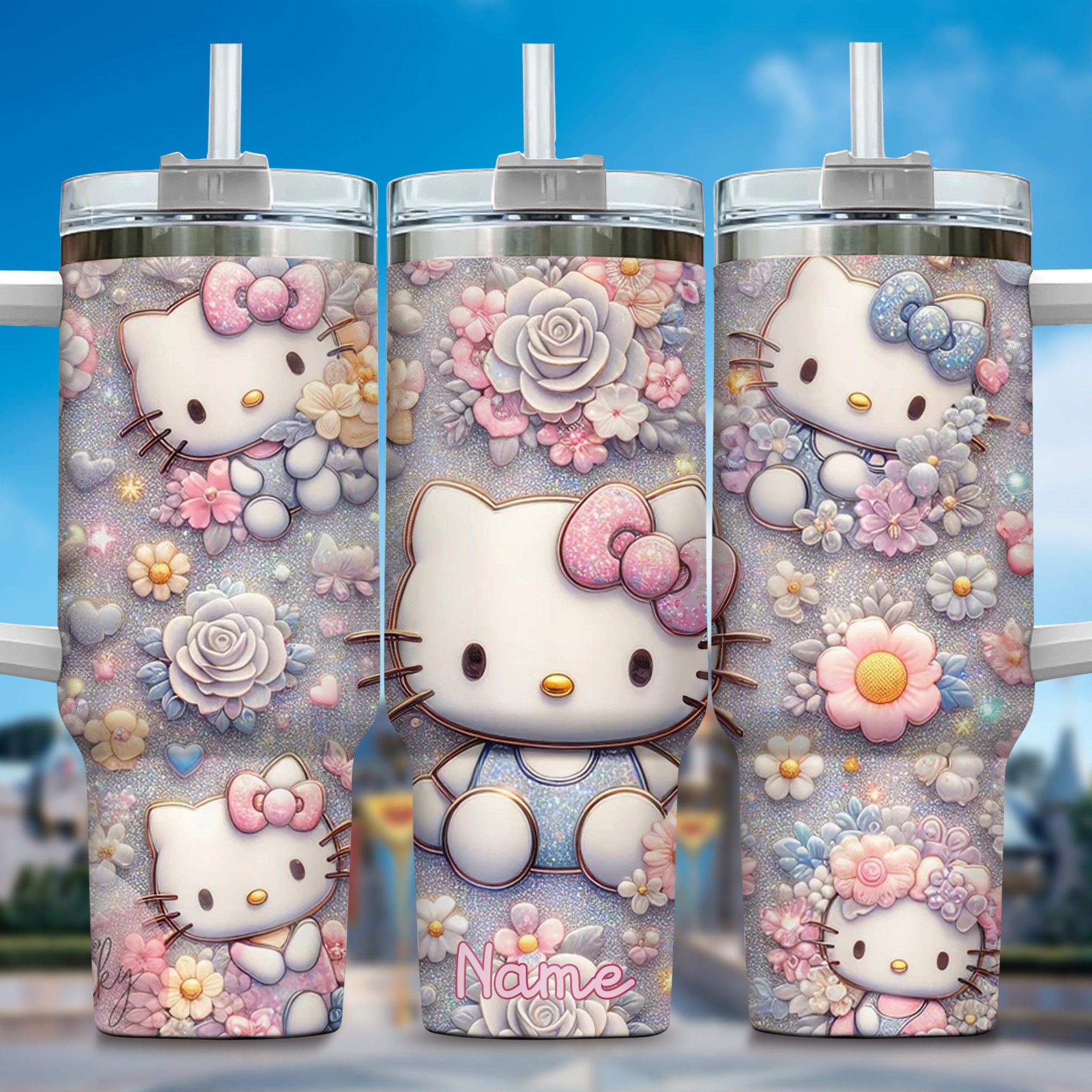 Hello Kitty Cartoon Custom Stanley Cup 40 oz 30 oz Tumbler With Handle