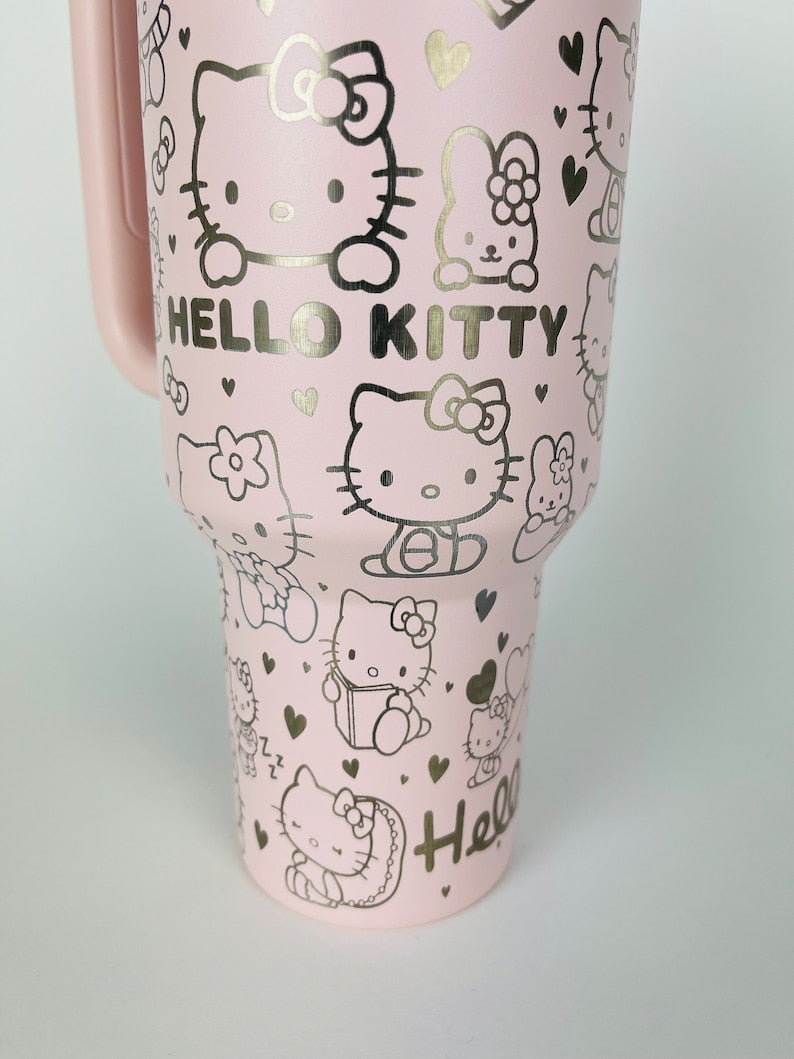 Hello Kitty Cartoon Custom Stanley Cup 40 oz 30 oz Tumbler With Handle