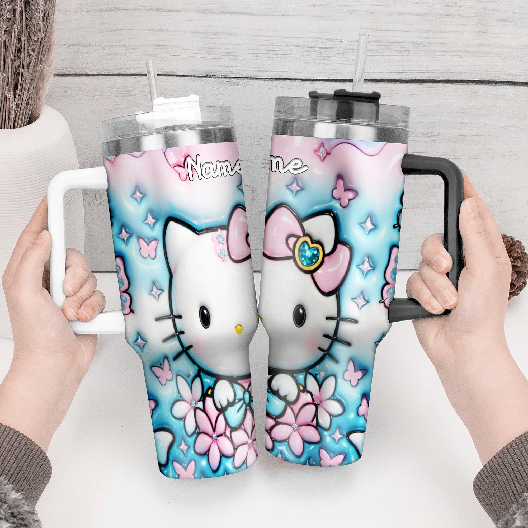 Hello Kitty Cartoon Custom Stanley Cup 40 oz 30 oz Tumbler With Handle