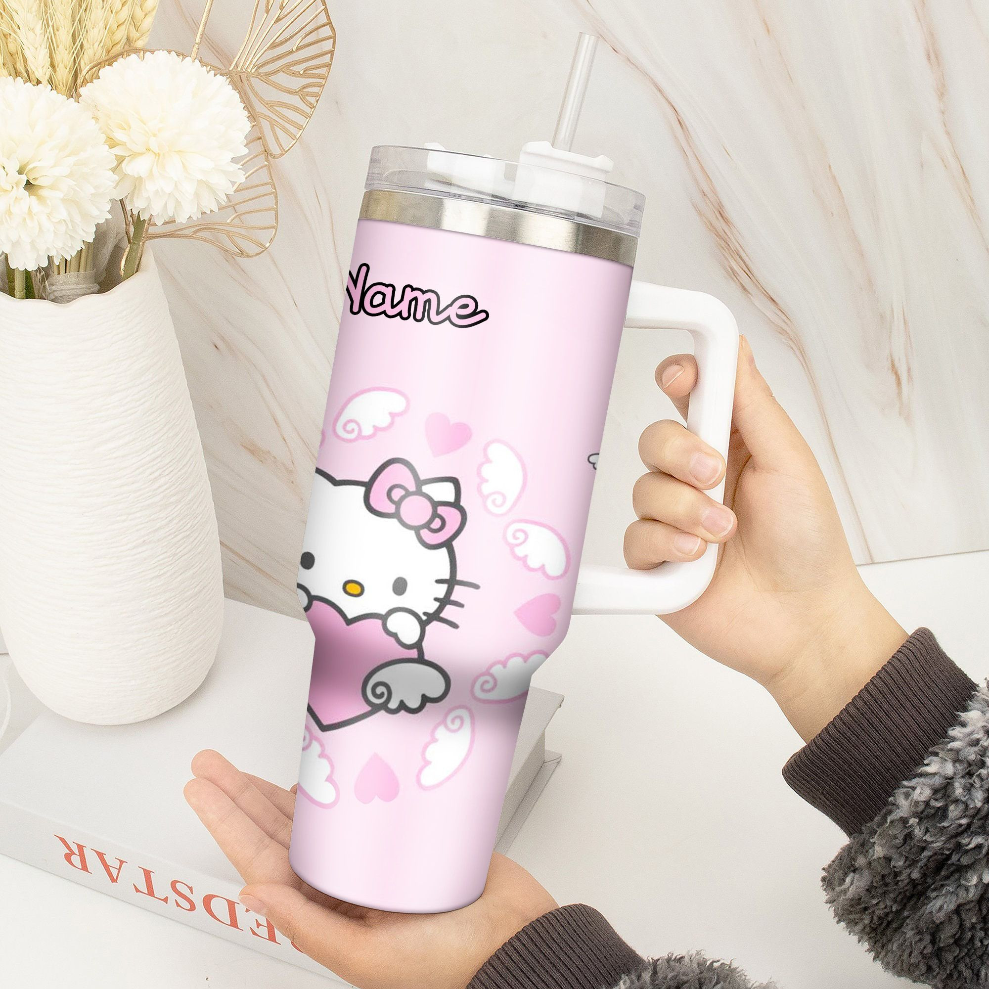 Hello Kitty Cartoon Custom Stanley Cup 40 oz 30 oz Tumbler With Handle