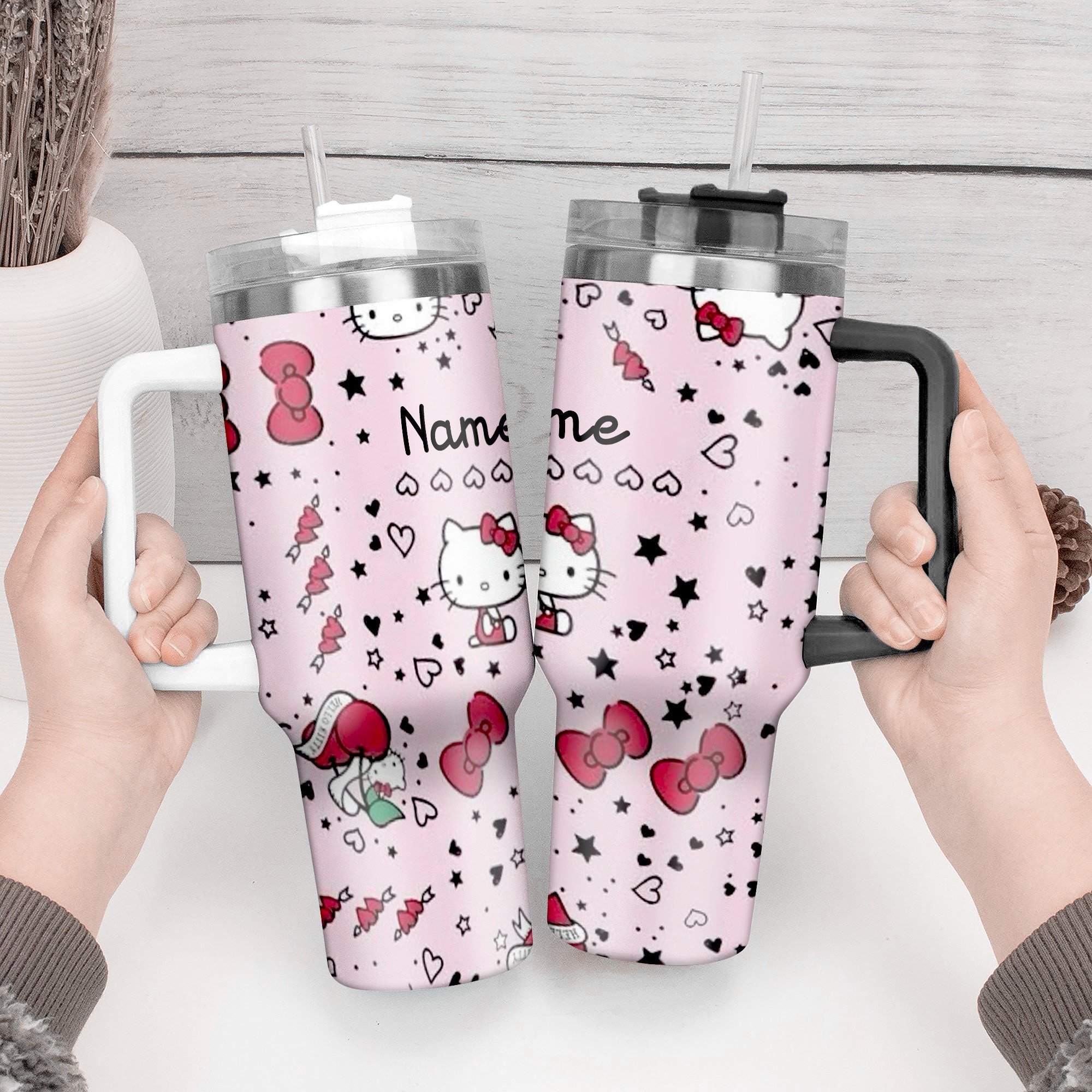 Hello Kitty Cartoon Custom Stanley Cup 40 oz 30 oz Tumbler With Handle