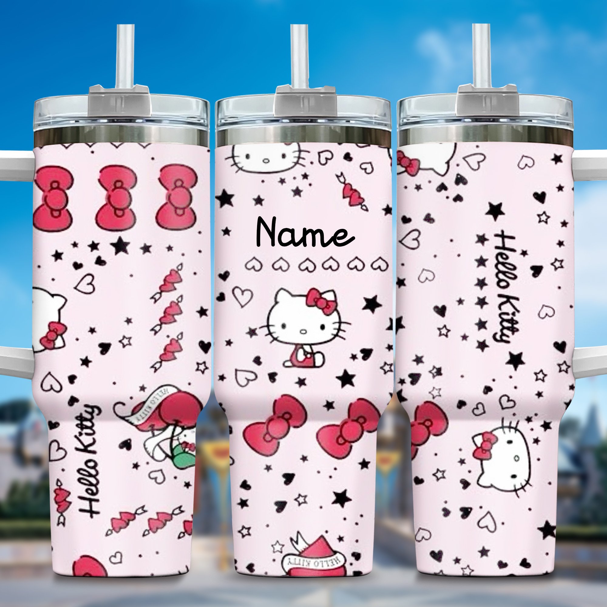 Hello Kitty Cartoon Custom Stanley Cup 40 oz 30 oz Tumbler With Handle