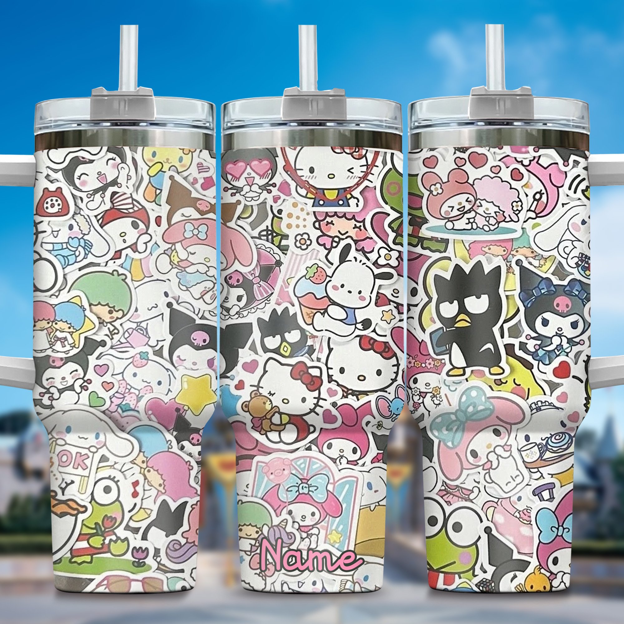 Hello Kitty Cartoon Custom Stanley Cup 40 oz 30 oz Tumbler With Handle