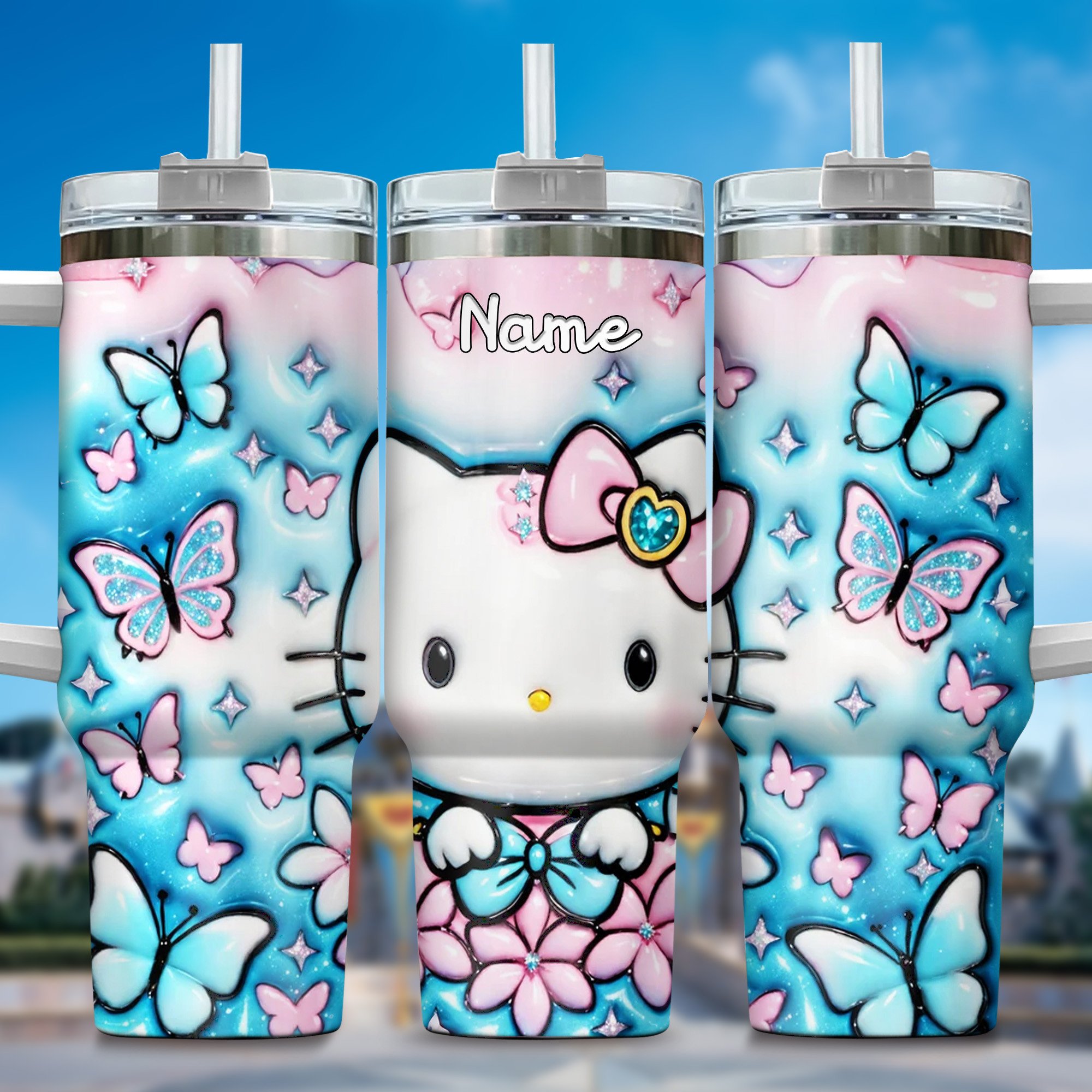 Hello Kitty Cartoon Custom Stanley Cup 40 oz 30 oz Tumbler With Handle