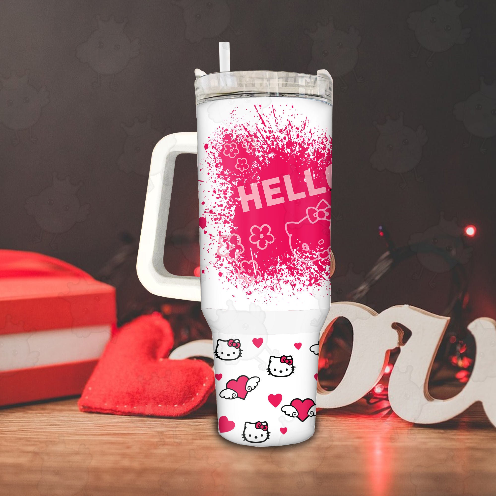 Hello Kitty Sanrio Cartoon Custom Stanley Cup 40 oz 30 oz Tumbler With Handle