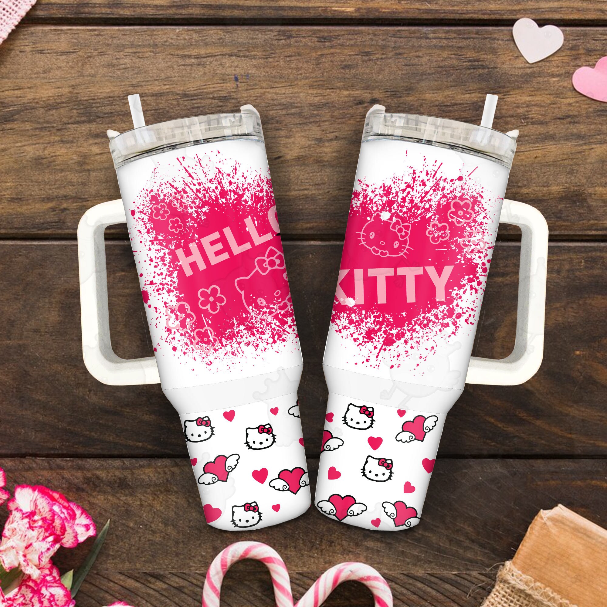 Hello Kitty Sanrio Cartoon Custom Stanley Cup 40 oz 30 oz Tumbler With Handle