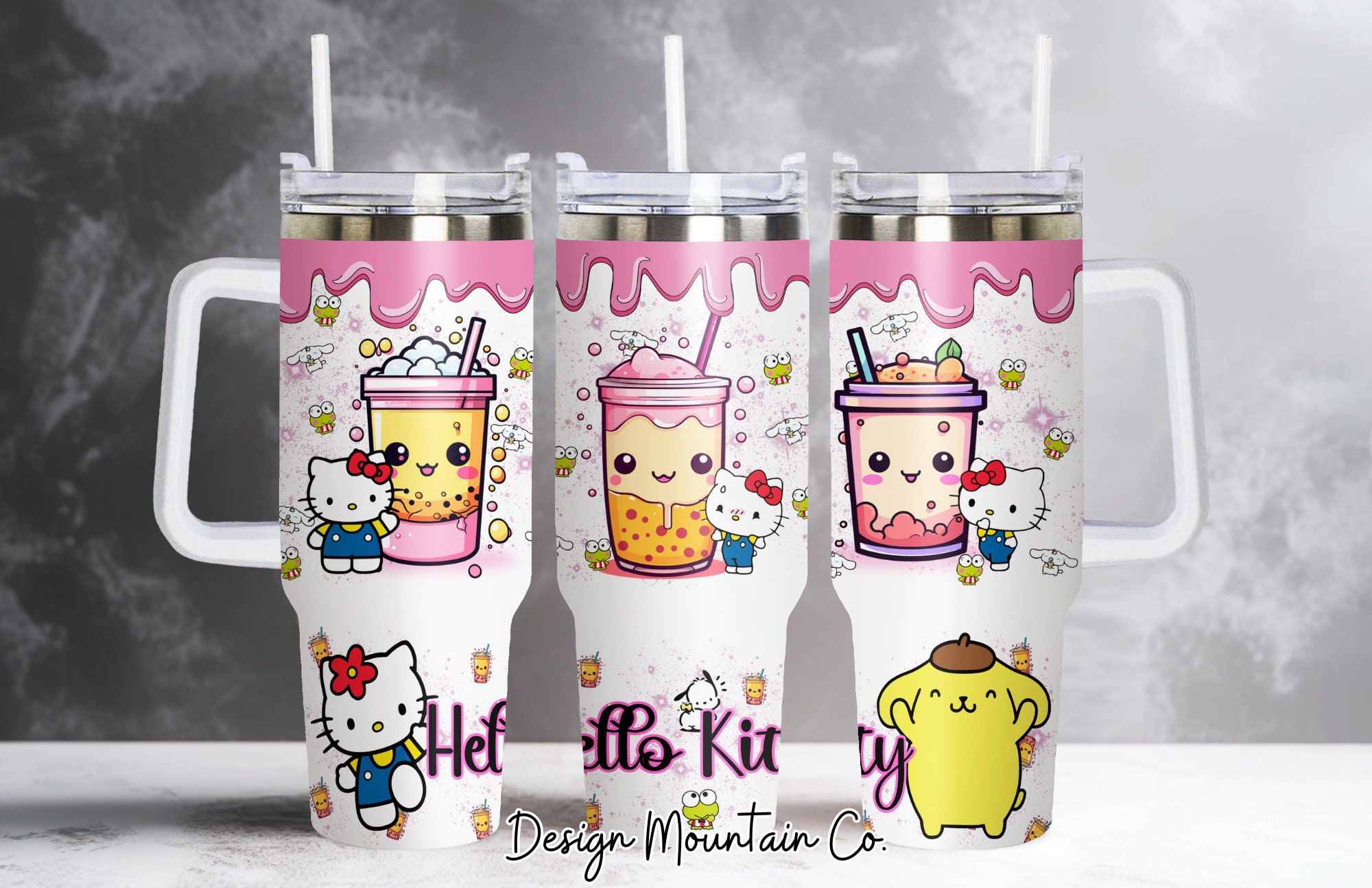 Hello Kitty Sanrio Cartoon Custom Stanley Cup 40 oz 30 oz Tumbler With Handle
