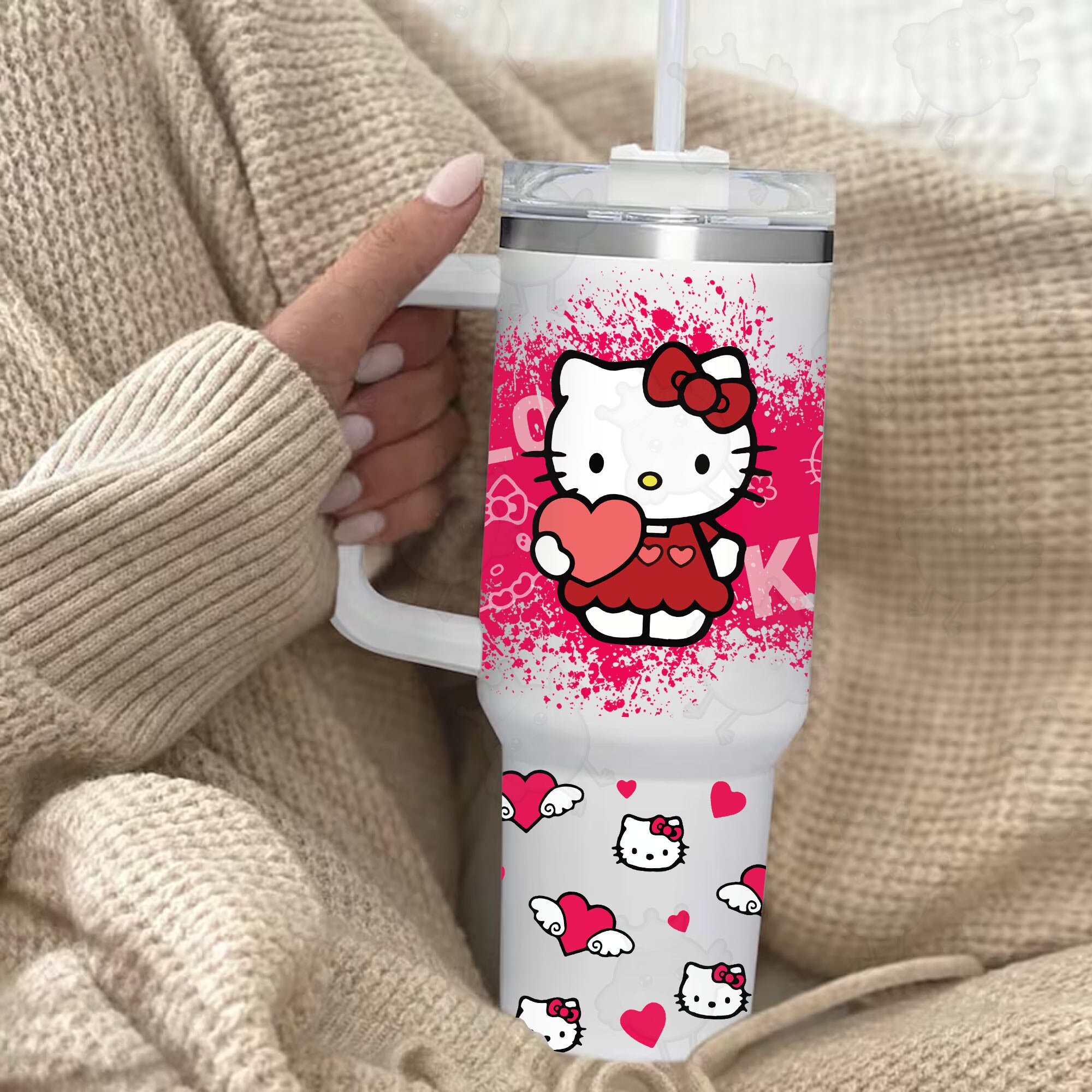 Hello Kitty Sanrio Cartoon Custom Stanley Cup 40 oz 30 oz Tumbler With Handle