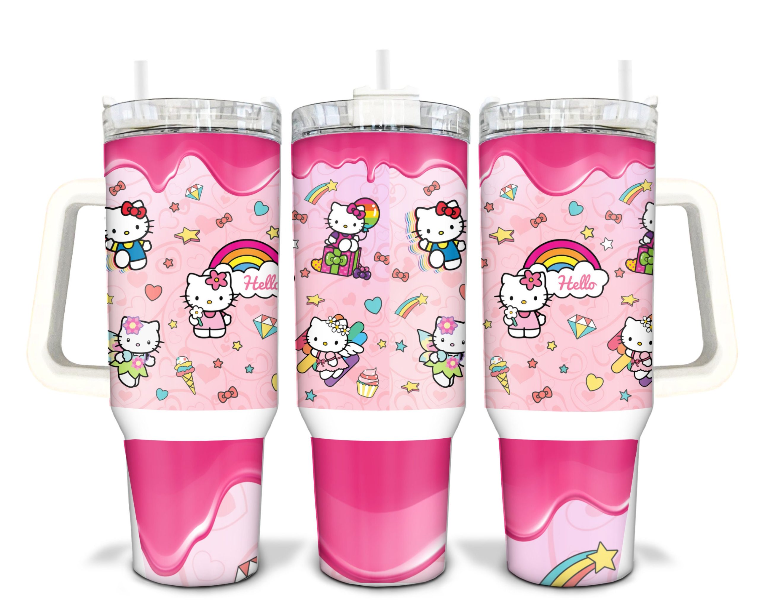 Hello Kitty Sanrio Cartoon Custom Stanley Cup 40 oz 30 oz Tumbler With Handle