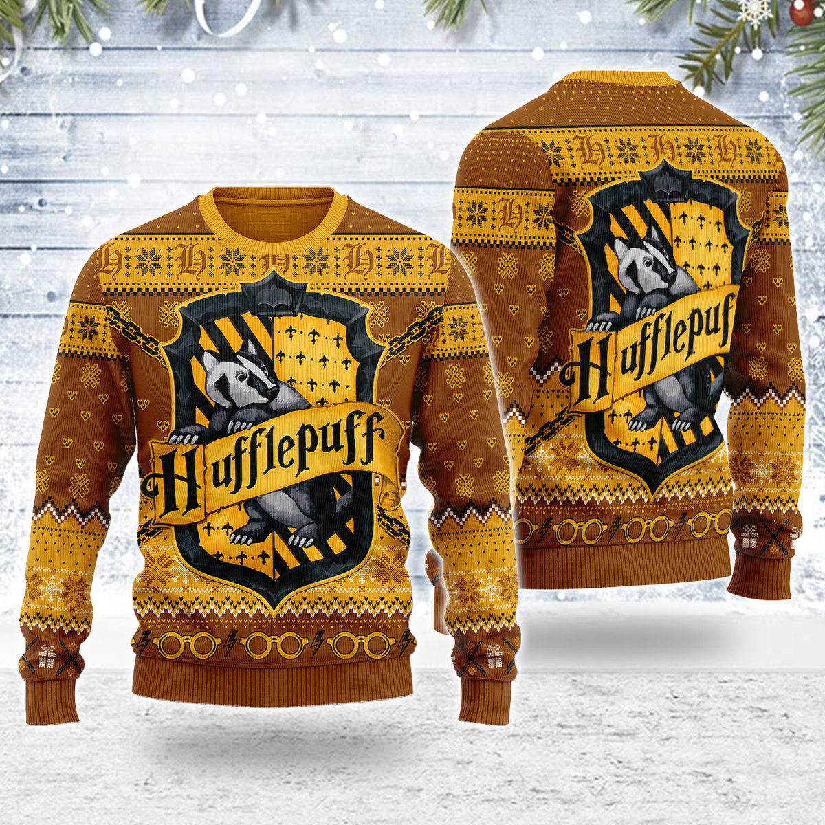 Ho Ho Hufflepuff Christmas Sweater - Stormmerch Exclusive