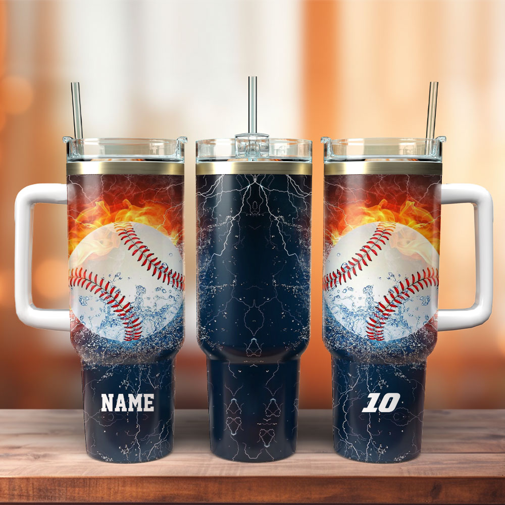Homerun Flying Baseball Artwork Sport Custom Stanley Cup 40 oz 30 oz Tumbler With Handle