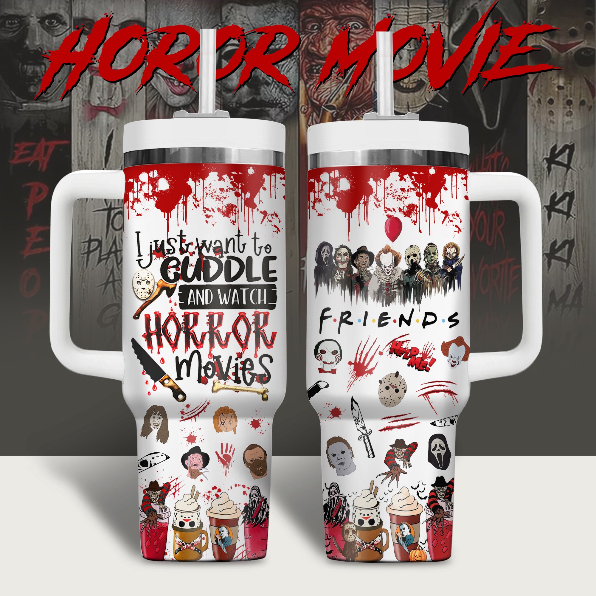 Horror Movies Custom Stanley Cup 40 oz 30 oz Tumbler With Handle