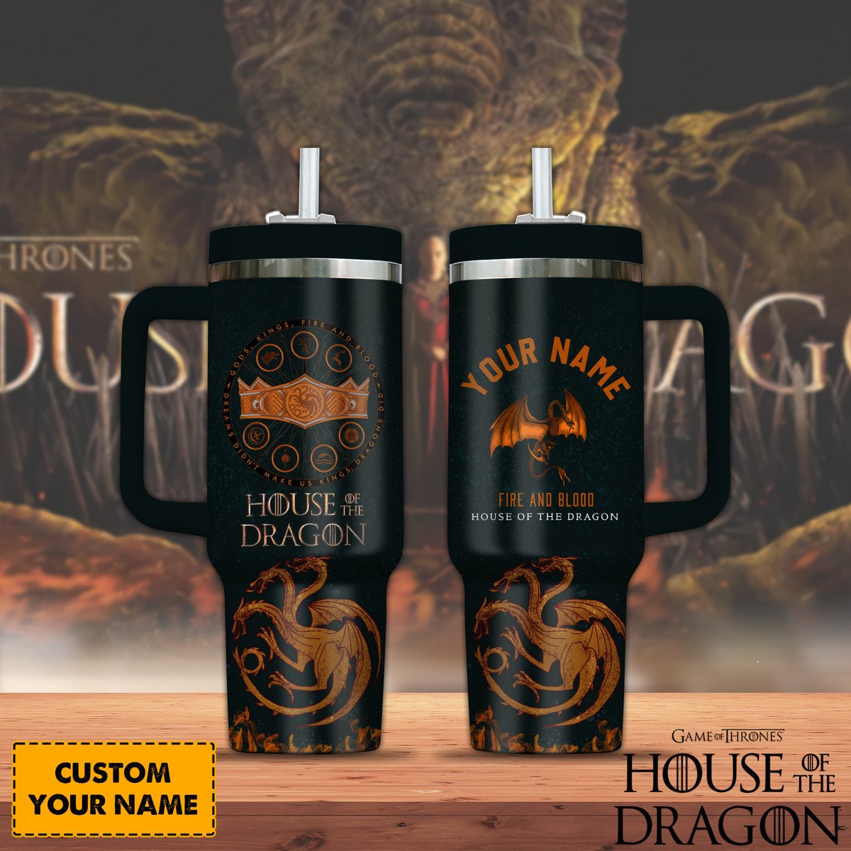 House of The Dragon TV SeriesCustom Stanley Cup 40 oz 30 oz Tumbler With Handle