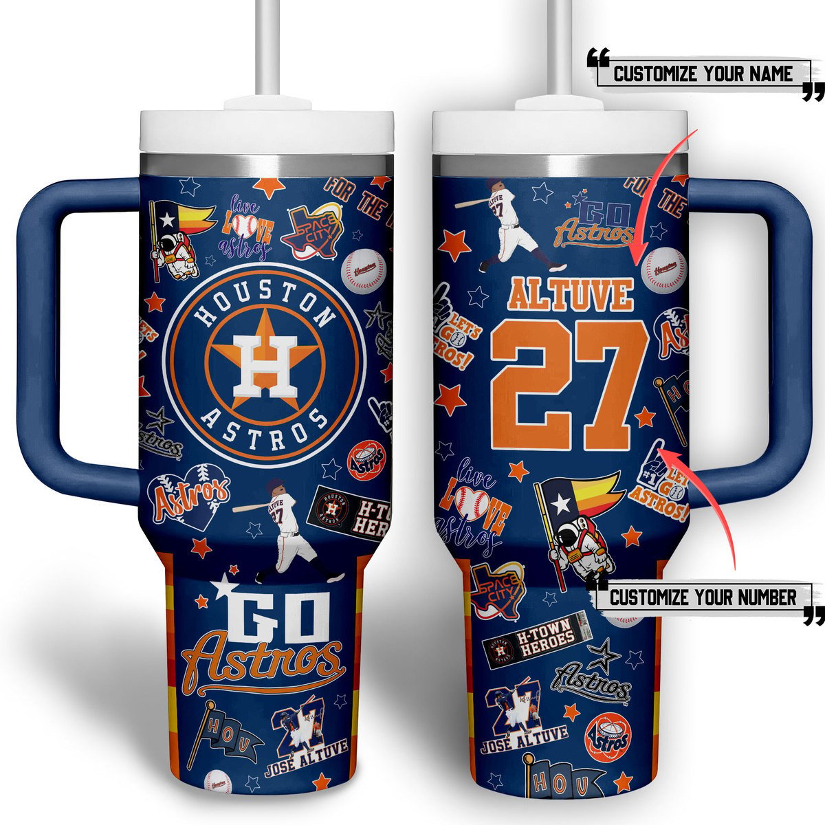 Houston Astros MLB Custom Stanley Cup 40 oz 30 oz Tumbler With Handle